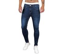 Pantalon Homme Denim Gris Bleu Mode Punk Pantalons Jeans Homme Blanc Noir Skinny Décontracté Classique Automne Hiver Taille Haute Droit Jeans Slim Fit Jogging Legging Men Pants en (Dark Blue, M)