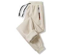 Pantalon Homme Droit Polaire Hiver Chaud Streetwear Mode Pants Hommes Vêtements Hiver Coton Doux Sweatpants Taille Élastique pour Campus Voyage Et Froid Style Décontracté Et Isolant