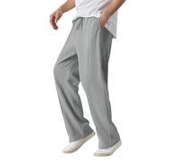 Pantalon Homme Ete Pantalon en Lin Homme Jogging Large Pantacourt Veste Legere Chic Leger Toile Elastique Bottoms 7/8 Été Rouge Droites Noir Décontracté 4XL Blanc Bodybuilding Élégant Cargo Medieval