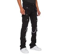 Pantalon Homme Jeans Bleu Gris Trou Droit Mode Décontracté Pantalons Jeans Homme Noir Blanc Troué Déchiré Punk Hip Hop Ample Grande Taille Automne Hiver Ripped Loose Fit Portefeuille Jogging Coton (M)