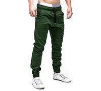 Pantalon Homme Jogging Coton Automne Hiver Travail Décontracté Pantalon Homme Cargo Chino Bleu Ajustée Sport Mode Vêtement Polaire pour avec Poches et Cordon de Serrage Portefeuille (Green, XXL)