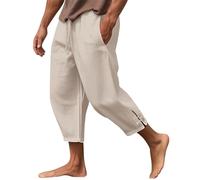 Pantalon Homme Lin Et Coton Décontracté Pantalon Toile Été Pantalon Yoga Homme Léger Taille Elastique