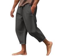 Pantalon Homme Lin Et Coton Décontracté Pantalon Toile Été Pantalon Yoga Homme Léger Taille Elastique