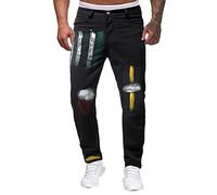 Pantalon Homme,Pantalon Homme Jeans,Vêtement Homme Jeans Décontracté Classique Denim Bleu Coupe Droite avec Boucle Zip Portefeuille Style Urbain Pantalon Long sans Logo (Black, XXL)