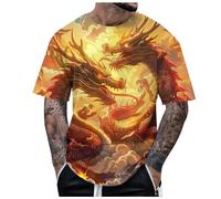 Pantalon Homme T-shirt à Manches Courtes T-shirt à Thème Animal T-shirt Graphique T-shirt Or, jaune, Large