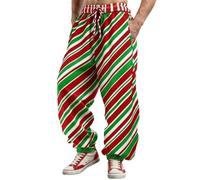 Pantalon Homme Taille Elastique- Pantalon Jogging Homme Rayures Imprimé Chic Et Élégant Carnaval Sweatpants Décontracté Extérieur Ample Polyvalent Droit Sport Pants pour Disco Fête