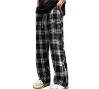 Pantalon Homme Taille Elastique, Pantalon Large Homme Carreaux Droit Grande Taille Vintage Décontracté avec Cordon De Serrage Ample Classiques Chic Pants Tous Les Jours Comfortable Style Streetwear