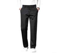 Pantalon Homme Taille Élastique Solide Travail(Black L) | Taille élastique confortable, coupe droite classique, idéal pour le bureau et le travail quotidien
