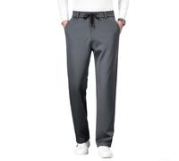 Pantalon Homme Taille Élastique Solide Travail(Gray L) | Taille élastique confortable, coupe droite classique, idéal pour le bureau et le travail quotidien