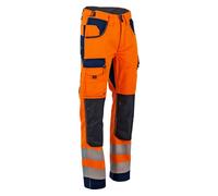 LMA Workwear Polarisation 1679 Pantalon bicolore bien visible avec poches aux genoux, taille 52, orange fluo/bleu foncé