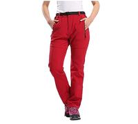 Pantalon imperméable doublé en polaire pour femme - Pantalon de randonnée coupe-vent pour la pêche et l’extérieur - Pantalon de travail à taille haute élastique de style Y2K pour la rue, Rouge, XXL