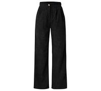 Pantalon imperméable pour femme - Pantalon d'hiver en velours côtelé avec taille haute et jambe large - Pantalon droit - Grand pantalon en velours côtelé pour femme - Pantalon de VTT pour femme, Noir