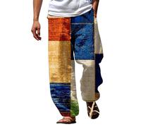 Pantalon imprimé fantaisie pour homme - Pantalon de plage décontracté - Pantalon d'été - Coupe droite - Élégant - Pantalon hip-hop élégant - Taille élastique - Cordon de serrage - Pantalon large -