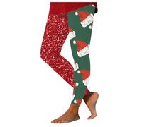 Pantalon Imprimé Noël Femme Legging Taille Haute 3D Plumi Anti Cellulite De pour Motif Lutin Leggings Coton Grande Hiver Yoga Neige Fleur Élastique Mode Élégant Vert-g S