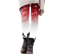 Pantalon Imprimé Noël Femme Leggings Sport pour Femmes Legging 3D De Yoga Motif Lutin Pantalons Grande Taille Running Neige Fleur Élastique Mode Élégant Rouge XXL
