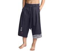Pantalon Japonais Enfants Garçon Court en Lin, Pantalon Taro Traditionnel avec Cordon de Serrage, Vêtements Authentiques Pantacourt Japonais 4-15 Ans