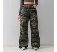 Pantalon jean femme imprimé léopard, jambe droite ample. Pantalon femme grande taille. Pantalon cargo femme. Pantalon femme camouflage Tall XS,Tall S,Tall M,Tall L,Tall XLMilitaire,Tout Imprimé,Motif