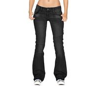 Pantalon Jean Femme Taille Basse De Travail évasé DéContracté Slim Printemps-Automne Coupe Bootcut Vintage avec Fermeture éclair Jeans Classique d'Été Pant