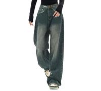 Pantalon Jean Femmes Haute Taille- Pantalon Large,Pantalon Ample Grandes Tailles Amincissants Chic Élégant et Charmant Pants Vintage Oversize Lâche Ajustée Droit Tendance de la Mode Pant