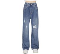 Pantalon Jean Fille,Jean à Jambes Larges pour Filles, Pantalons Amples à Jambes Droites pour Enfants, Nouvelle Printemps et Automne 2024