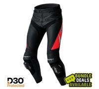 Pantalon jean moto régulier en cuir RST Tractech Evo D3O (D30) noir/rouge flo