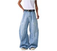 Pantalon Jeans Cargo Homme Large Baggy Pantalons de Jogging en Denim Sport Pants pour Hommes Cadeau Respirant Vetement Mode Pantalon Coupe Droite Jeans de Survêtement Soldes Pantalons de Travail
