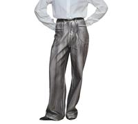 Pantalon Jeans Denim Pantalon Large Jambe Droite Tube Lâche Casual Street Tendance Pendentif Taille Basse Rétro Sol Traînement Long Femmes, gris, L-XL