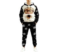 Pantalon Jogging De NoëL pour Homme,Suits Masculins Élégants - Ensemble Décontracté Hivernal sans Poches - Style Festif Confort Optimal pour Saison Froide (Black, M)