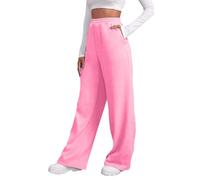 Pantalon Jogging Femme 2025 Décontracté Jambe Large Polaire Pantalon de Survêtement Confortable Ample Taille Elastique Automne Hiver Sweatpants avec Poches et Cordon