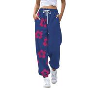 Pantalon Jogging Femme Halloween Décontracté Extensible Taille Haute Pantalon de Sudation Sweatpants Imprimé Confortable et Ample Oversize Pantalons de Randonnée Fitness Sportswear (Navy, M)