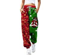 Pantalon Jogging Femme Imprimé NoëL, Pantalon Sport Femme Taille Elastique,Pantalon Chaud Femme éPissage avec Poche Cordon Christmas Pants pour Fitness Jogging Gym DéContractéS Ample Xmas Prints Pant