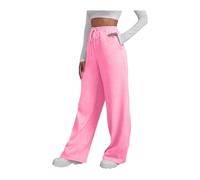 Pantalon Jogging Femme Large Bas De Hiver Elegant avec Poches Survêtement Droit À Jambes Larges Printemps Automne Sport Vêtements Imperméables pour Femmes 1-Rose XXL