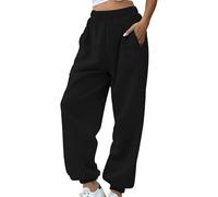Pantalon Jogging Femme Pantalon De Polaire Chaud Taille Haute avec Poches Workout Sweatpants Hip Hop Casual Grande Taille Pants Mode Respirant VêTement d'hiver Training (Black, S)
