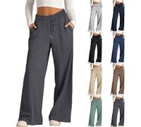Pantalon Jogging Femme Pantalon Sport Femme Loisirs Jambe Large Polaire Pantalons de Survêtement Taille Elastique Confortable Ample 2025 Automne Hiver Sweatpants avec Poches Cordon Confort et Élégance
