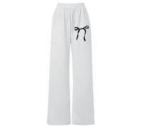 Pantalon Jogging Filles Baggy avec Nœud de Survêtement Taille Élastique avec Cordon de Serrage et Poches Jambe Droite Large Pantalons Confort Décontracté Couleur Unie Enfant Ado