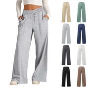 Pantalon Jogging Filles Baggy avec Poches Pantalon de Survêtement Taille Élastique avec Cordon de Serrage Jambe Droite Large Pantalons Confort Décontracté Couleur Unie Sportswear bas Enfants Ado