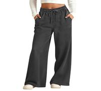 Pantalon Jogging Filles Baggy avec Poches Pantalon de Survêtement Taille Élastique avec Cordon de Serrage Jambe Droite Large Pantalons Confort Décontracté Couleur Unie Sportswear bas Enfants Ado