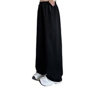 Pantalon Jogging Filles Baggy avec Poches Pantalon de Survêtement Taille Élastique avec Cordon de Serrage Jambe Droite Large Pantalons Confort Décontracté Couleur Unie Sportswear bas Enfants Ado