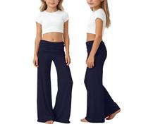 Pantalon Jogging Filles Baggy Pantalon de Survêtement Coral Pants Pantalons Taille Élastique avec Cordon de Serrage à Jambes Larges Pantalons de Droite Confort Décontracté Jogging Baggy Enfant Ado