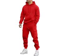 Pantalon Jogging Homme Chic Pantalon Large Vêtements Ensemble Mode d'hiver de Jogging Sweat Zippé Stretch avec Capuche Bas de Survêtement Homme Rouge L