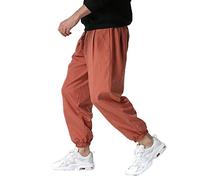 Pantalon Jogging Homme Coton Lin Automne Hiver Travail Décontracté Pantalon Chino Homme Gris Skinny Mode Sport Vêtement Polaire pour avec Poches et Cordon de Portefeuille Serveur pour (Orange, L)