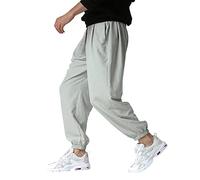 Pantalon Jogging Homme Coton Lin Automne Hiver Travail Décontracté Pantalon Chino Homme Gris Skinny Mode Sport Vêtement Polaire pour avec Poches et Cordon de Portefeuille Serveur pour (Grey, XXL)