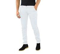 Pantalon Jogging Homme en Coton Chaud Automne Hiver Décontracté Travail Pantalon Homme Chino Slim Mode Sport Vêtement Polaire pour avec Poches et Cordon de Portefeuille Petit Format (White, M)