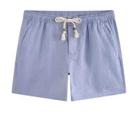 Pantalon Jogging Homme - Short VTT Homme Lin Coton, Tissu Léger et Stretch, Taille Cordon avec Perles, Coupe Large et Ample, pour Randonnée Outdoor, Cycliste et Usage Décontracté Casual