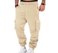 Pantalon Jogging Homme Taille Elastique Outdoor Training Sport Pantalon Bas De Survetement Homme Décontracté Jogging Cargo avec Poches Kaki