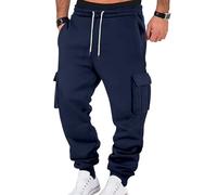 Pantalon Jogging Homme Taille Elastique Outdoor Training Sport Pantalon Bas De Survetement Homme Décontracté Jogging Cargo avec Poches Marine