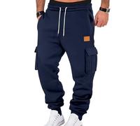 Pantalon Jogging Homme Taille Elastique Outdoor Training Sport Pantalon Bas De Survetement Homme Décontracté Jogging Cargo avec Poches Marine