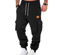 Pantalon Jogging Homme Taille Elastique Outdoor Training Sport Pantalon Bas De Survetement Homme Décontracté Jogging Cargo avec Poches Noir