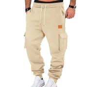 Pantalon Jogging Homme Taille Elastique Outdoor Training Sport Pantalon Bas De Survetement Homme Décontracté Jogging Cargo avec Poches Kaki