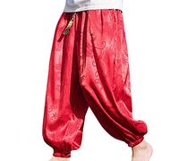 Pantalon Jogging Homme, VêTements D'éTé pour Hommes LéGer Et DéContracté Pantalon Stylé en Silk Ice Imprimé Floral Sombre pour Voile BalnéAire Et Style Retro sans Contrainte